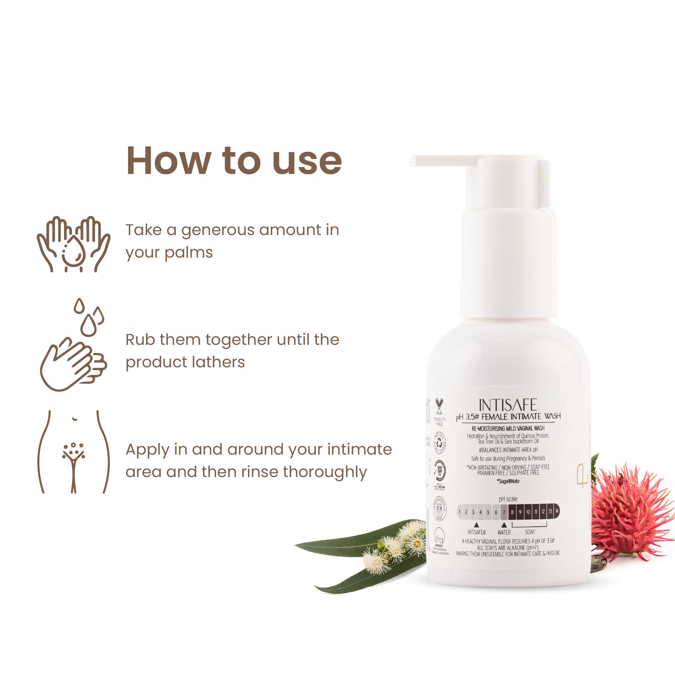 Intisafe Ph 3.0 Intimate Wash | Re-Moisturising Mild Vaginal Wash | 100ml