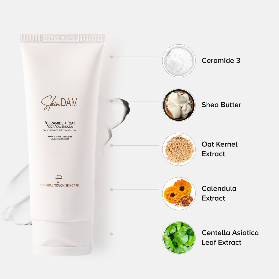 Skindam Korean Moisturizer With Ceramide 3 | Oat Kernell For Extremely Dry & Eczema Prone Skin | 50g