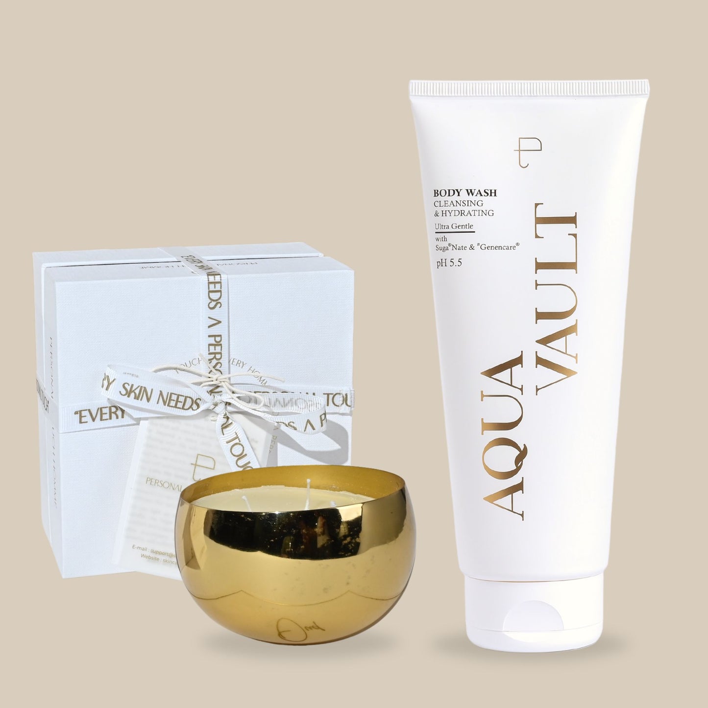 AQUAVAULT OUD BODY WASH, CANDLE