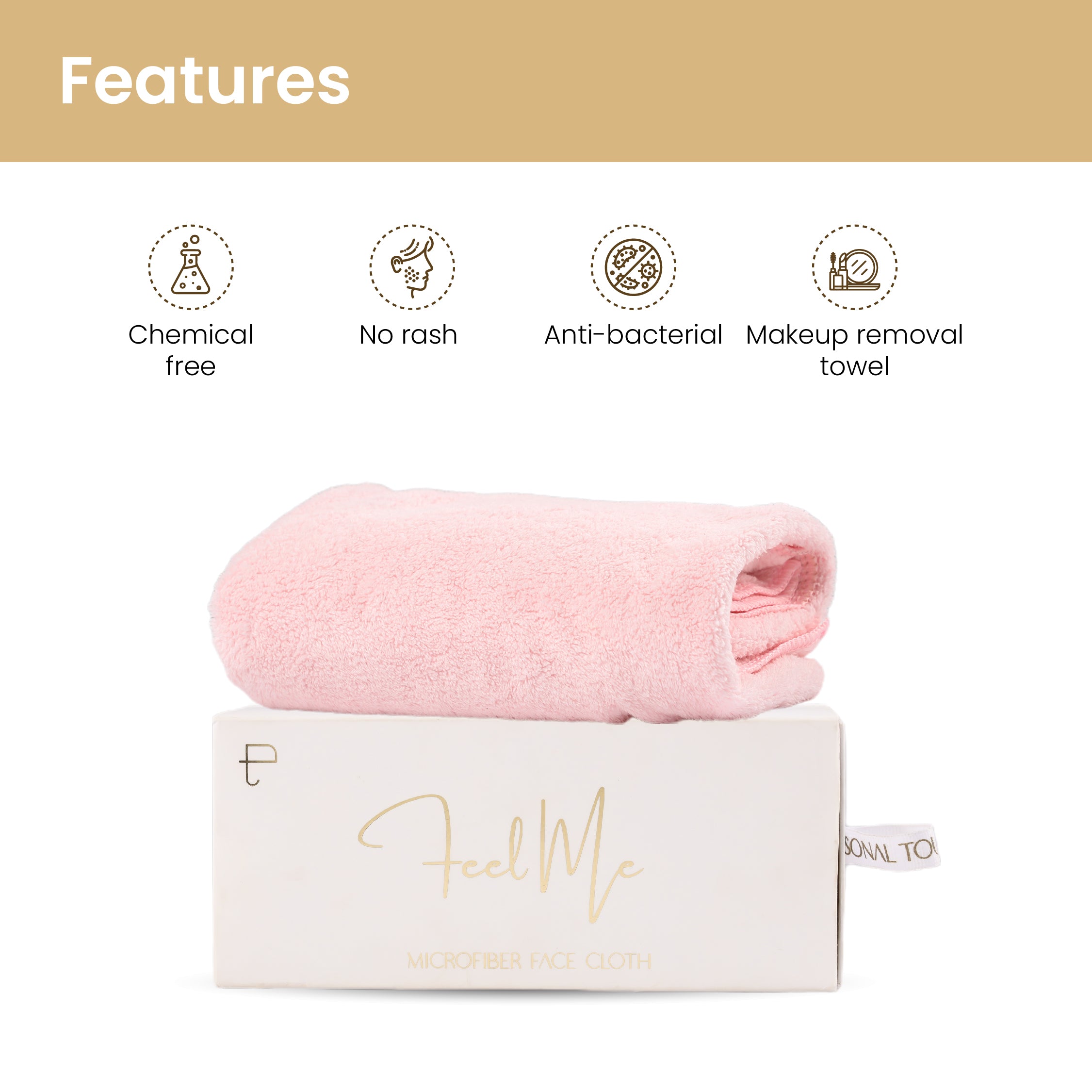 Feel Me Microfiber Facial Cloth - Gentle Exfoliating Face Towel for Smooth Skin Texture - Anti-Bacterial Makeup Remover 35x75cm