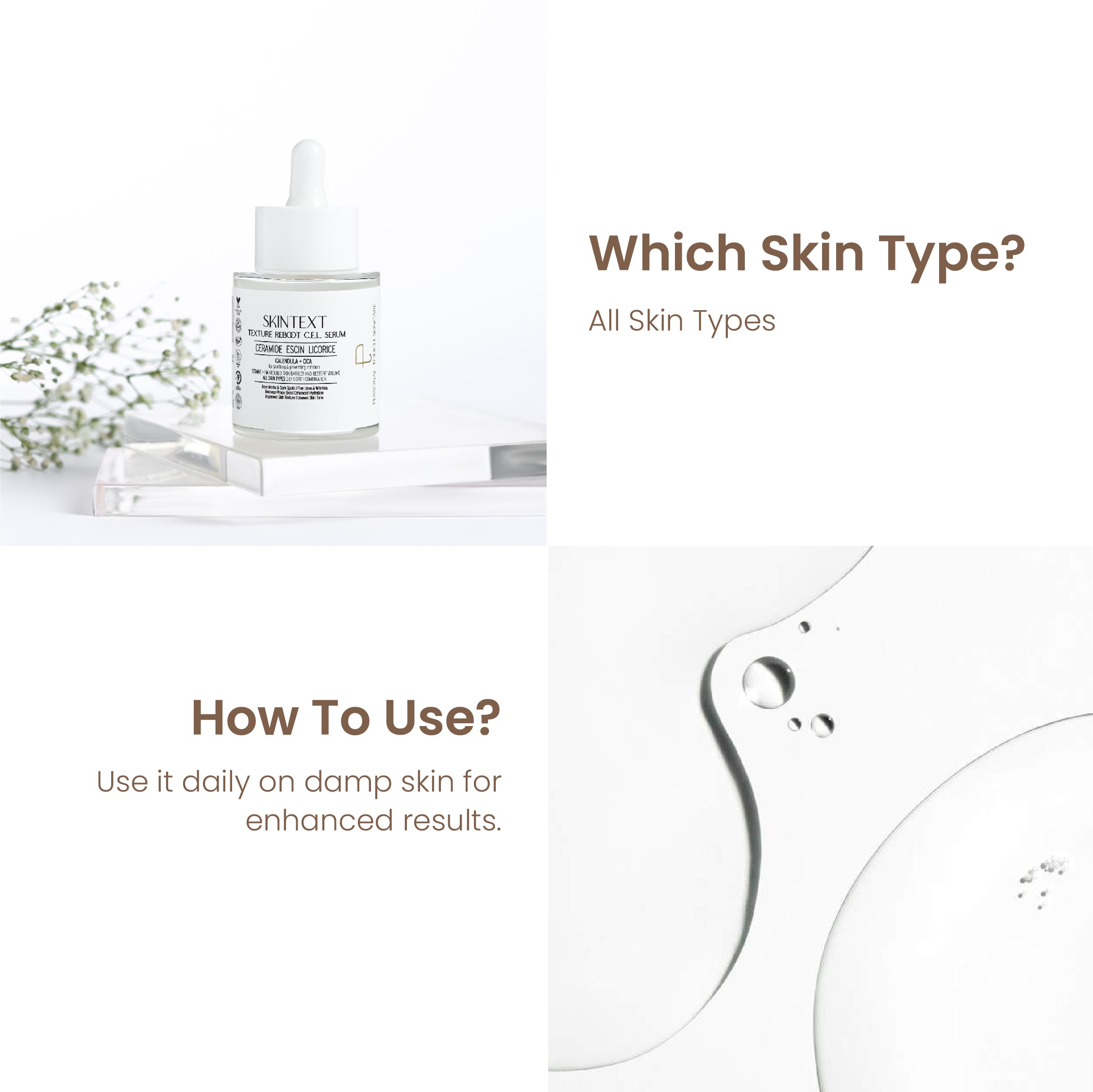 Skintext Texture Reboot C.E.L Serum For Rebuilding Skin Barrier & Restoring Volume - For All Skin Types | 30g
