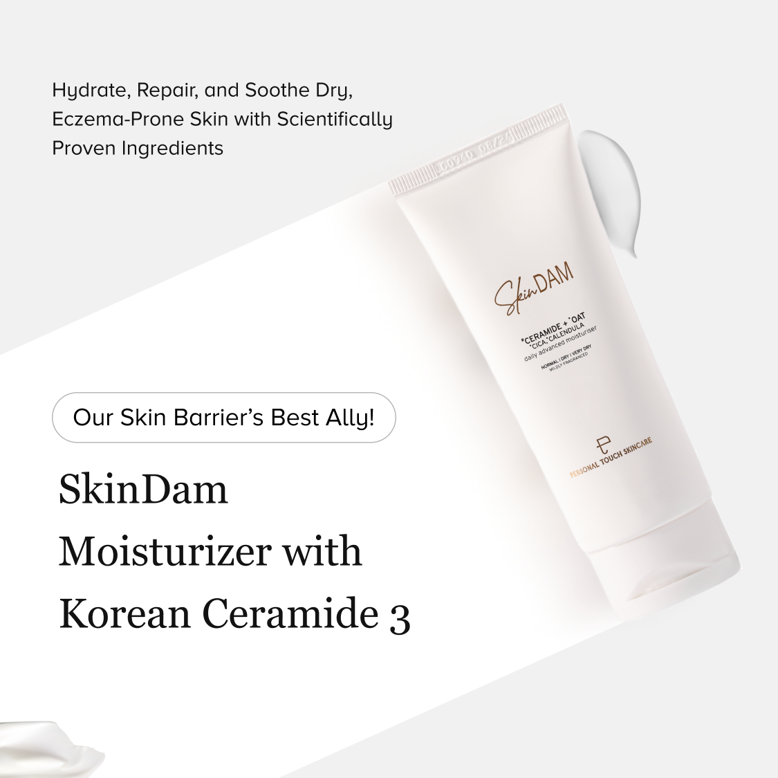 Skindam Korean Moisturizer With Ceramide 3 | Oat Kernell For Extremely Dry & Eczema Prone Skin | 50g