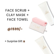 Combo of Facebath Clay Mask, Facebath Face Scrub, Feel Me Face Towel + Surpirse Gift 🎁