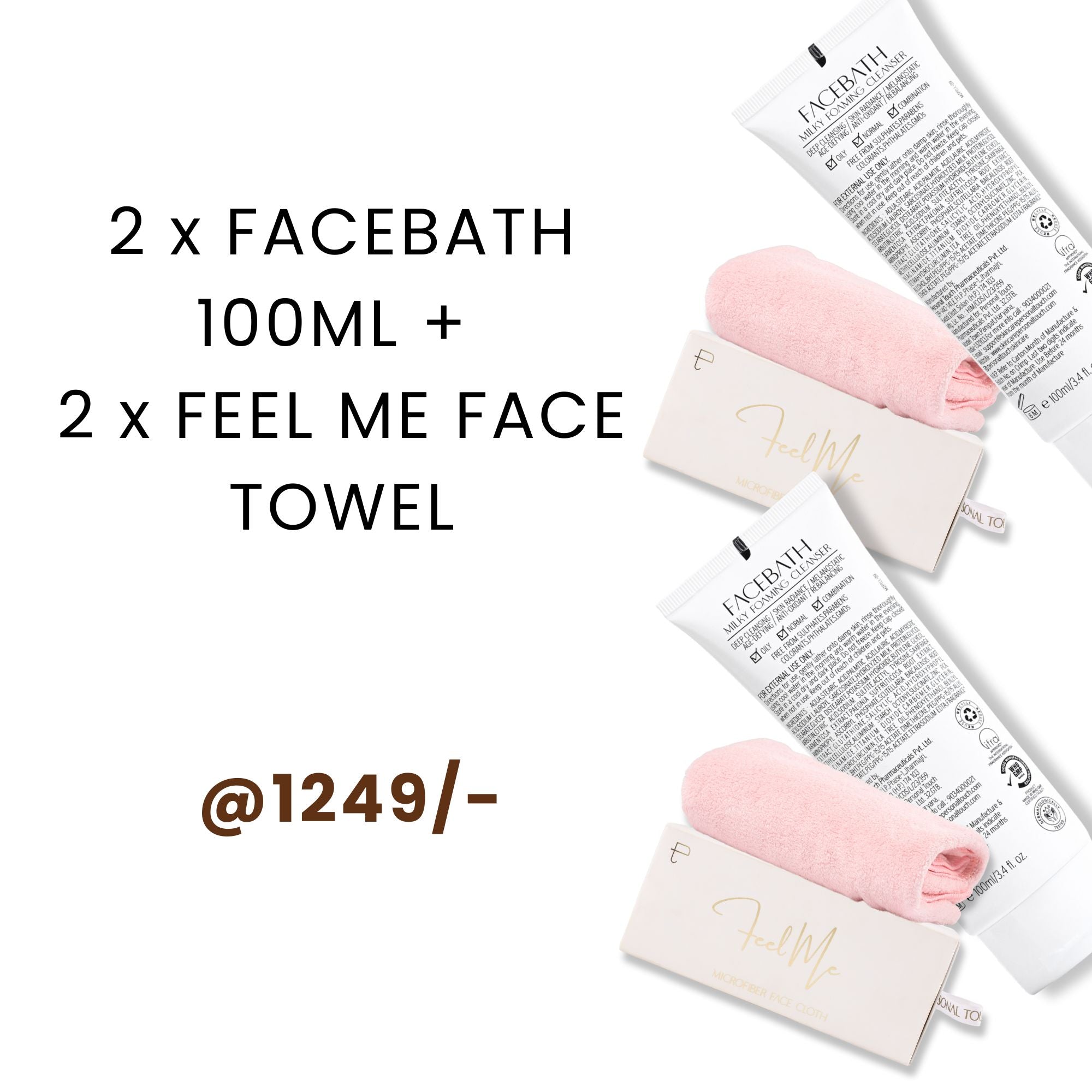 Combo of 2 x Facebath 100ml & 2 x Face Towels