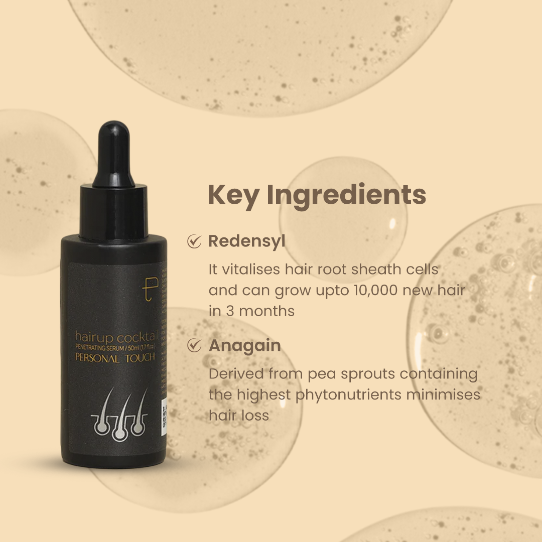 Hair Up Hair Growth & Hairfall Control Serum | 11 Clinically Approved Ingredients | Redensyl & Anagen | 50ml