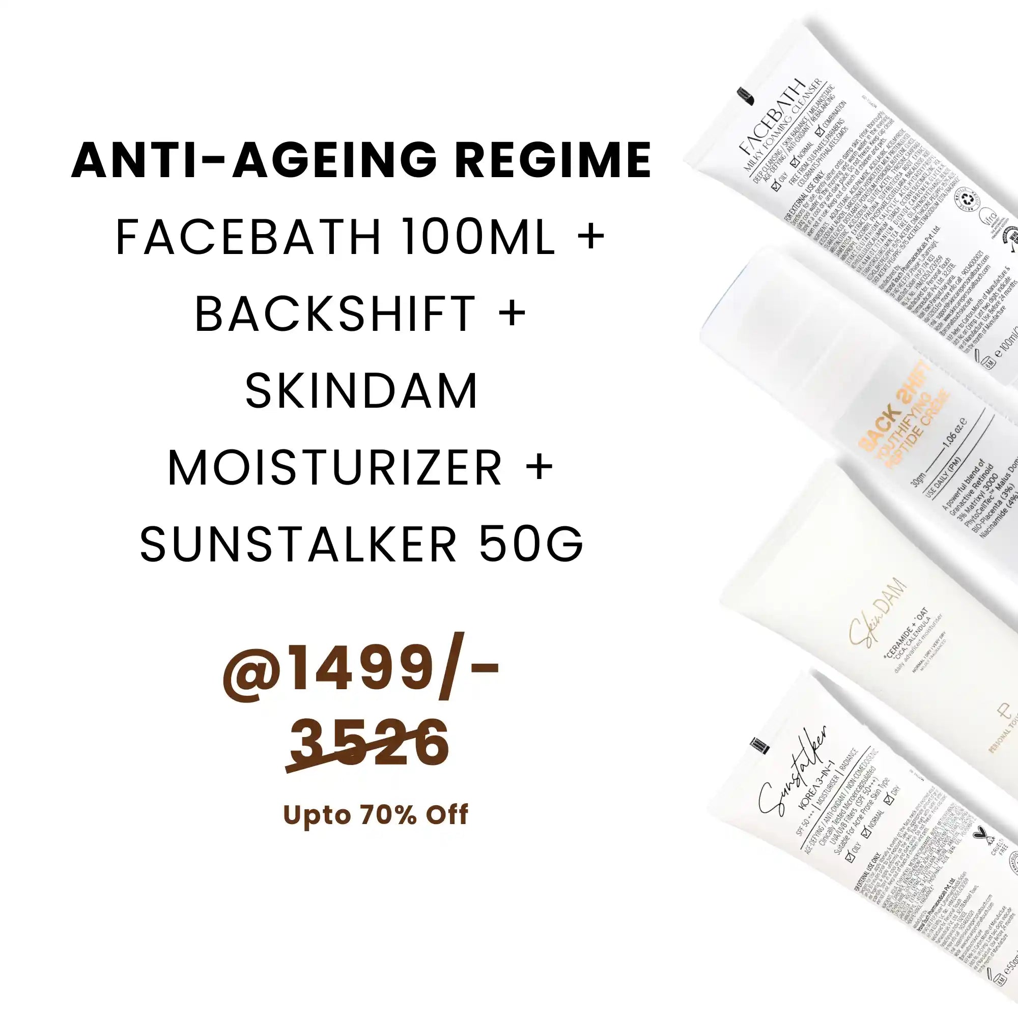 MBM Anti Ageing - Facebath 100ml, Backshift, Skindam Moisturizer & Sunstalker 50ml