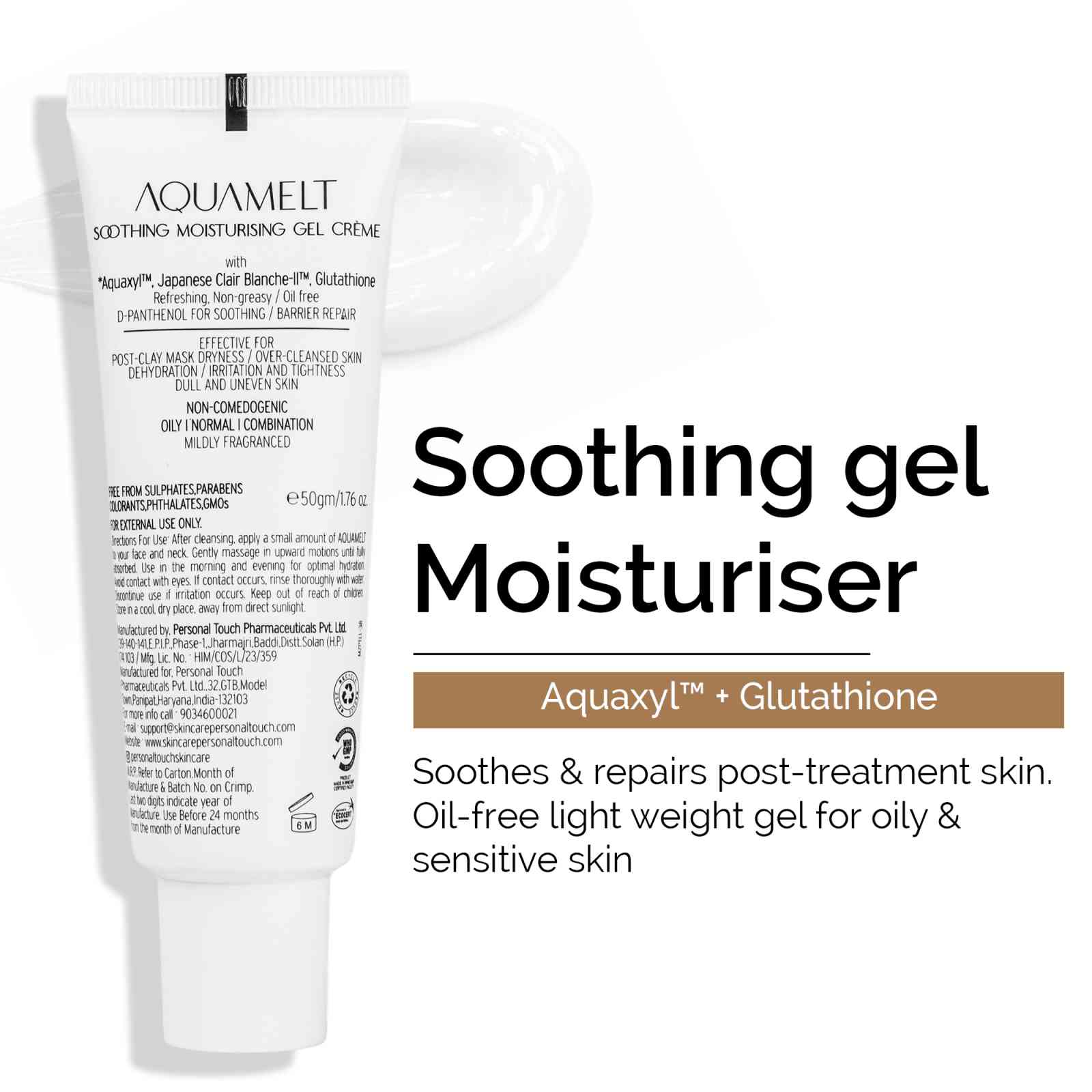 Aquamelt Moisturizer Post-Treatment Soothing Gel with Glutathione & Panthenol - 50 g