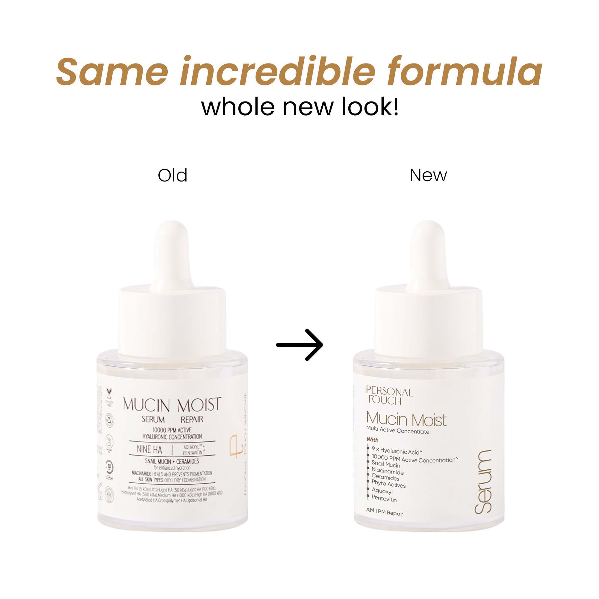 Mucin Moist Serum with 9 Kinds of Hyaluronic Acid, 5% Niacinamide, Snail Mucin & Ceramides