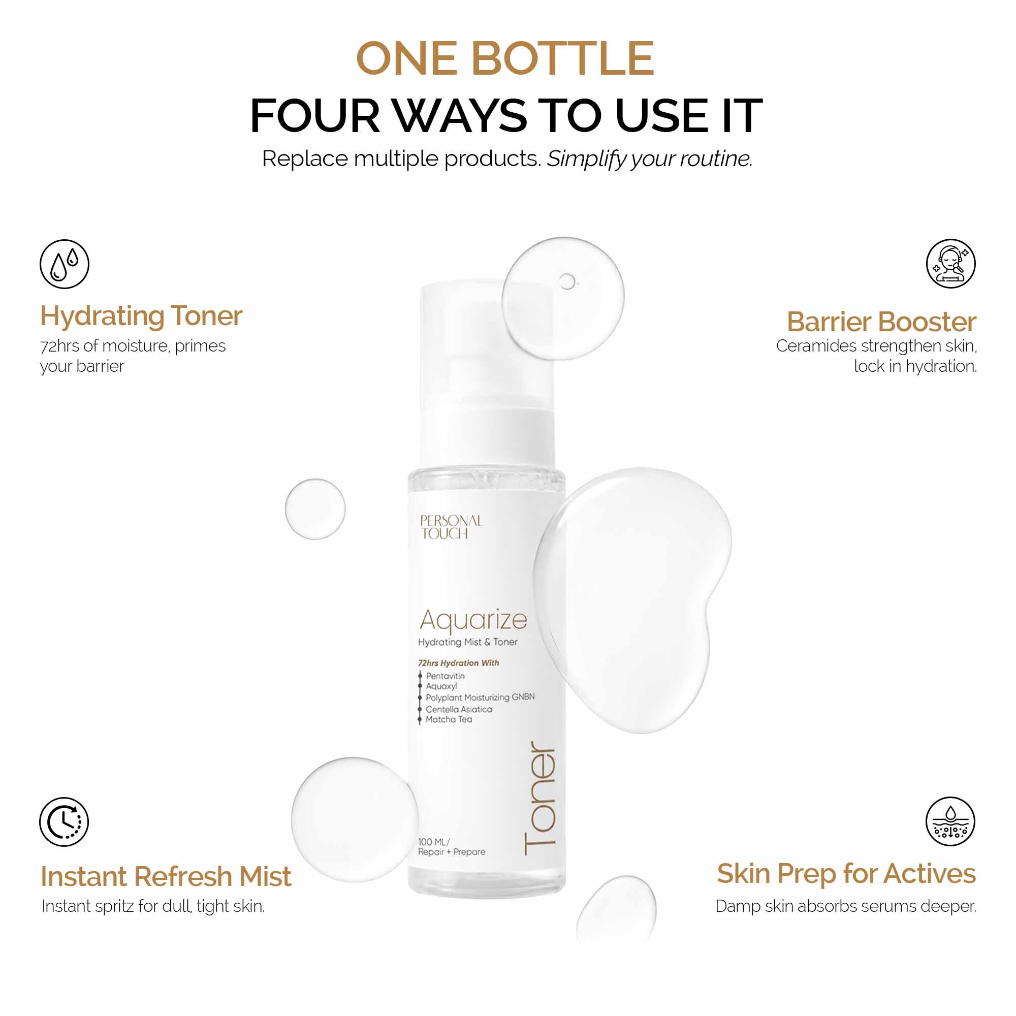 Aquarize Hydrating Toner & Mist with Hyaluronic Acid and Aquaxyl 100 ml