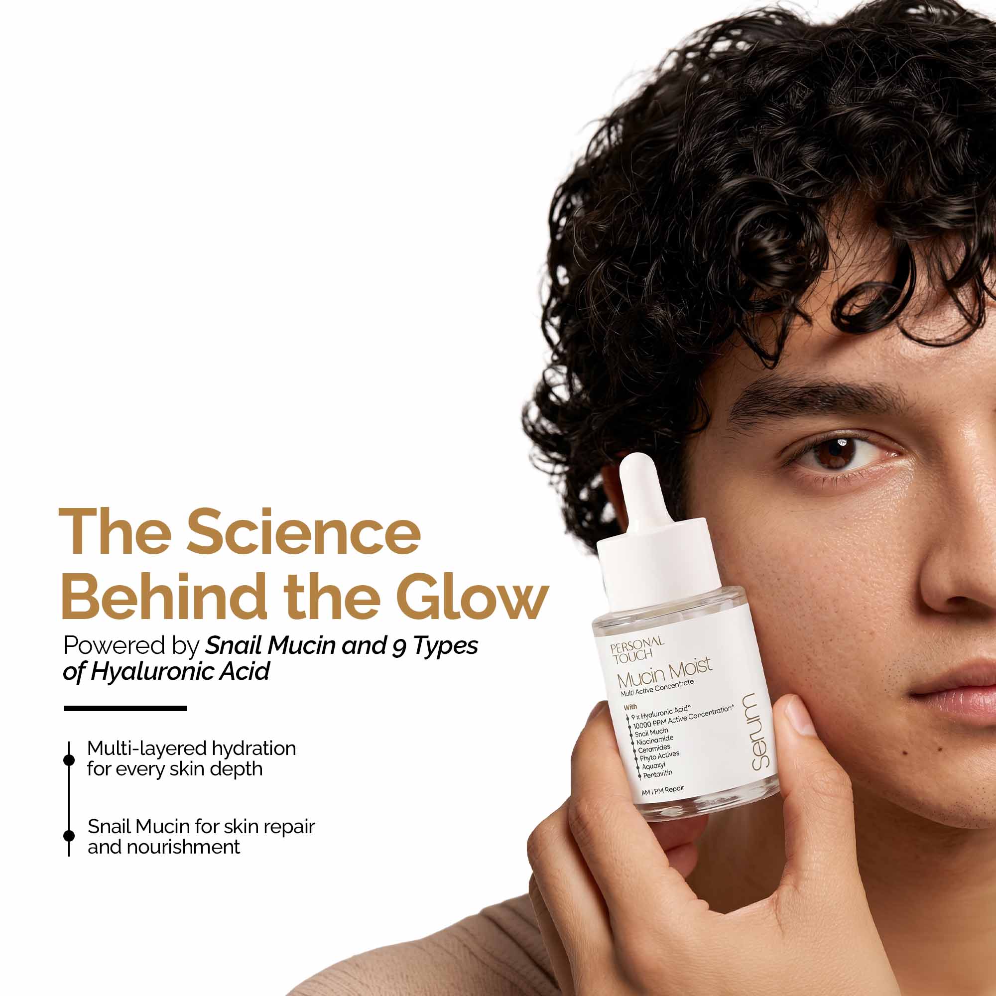 Mucin Moist Serum with 9 Kinds of Hyaluronic Acid, 5% Niacinamide, Snail Mucin & Ceramides
