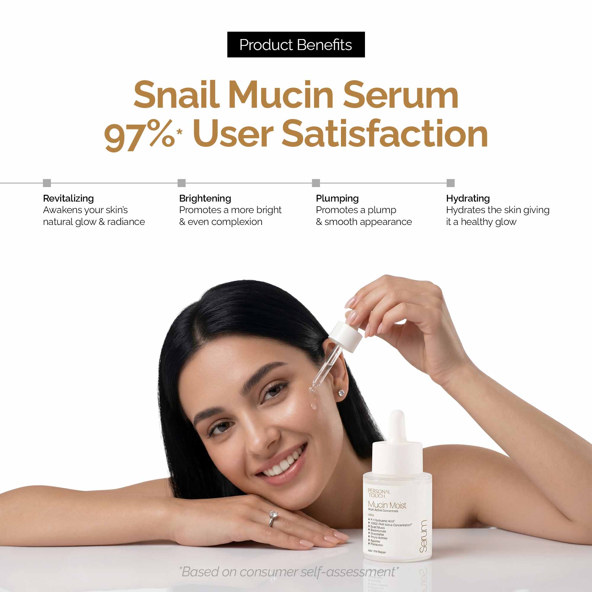 Mucin Moist Serum with 9 Kinds of Hyaluronic Acid, 5% Niacinamide, Snail Mucin & Ceramides