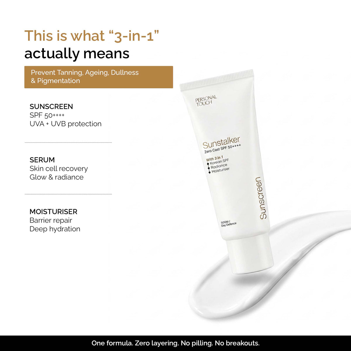 Sunstalker 3-in-1 Sunscreen SPF 50+++ with Moisturizer + Serum