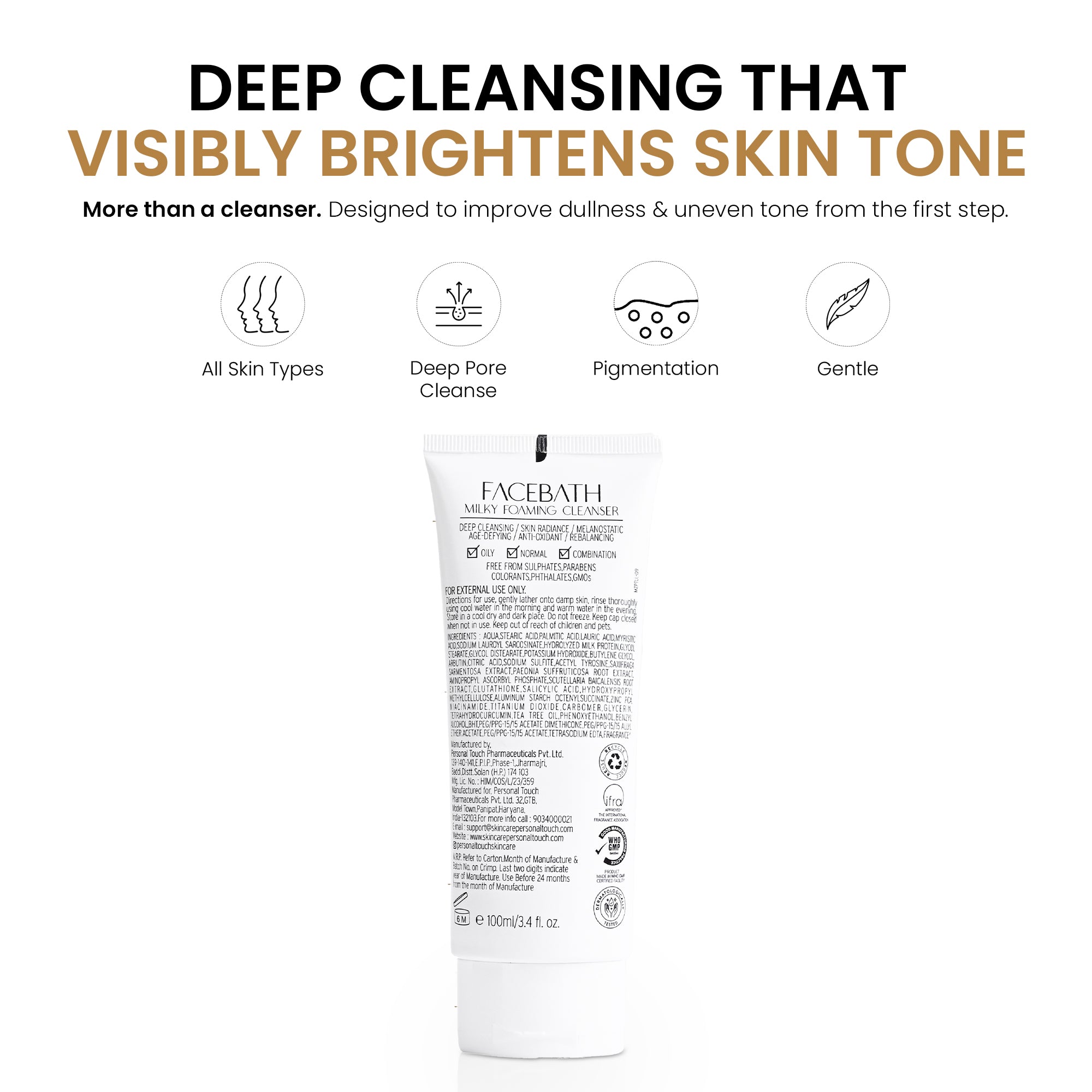 Facebath Oil Control Face Wash with Niacinamide and Sabi-White - 100 ml