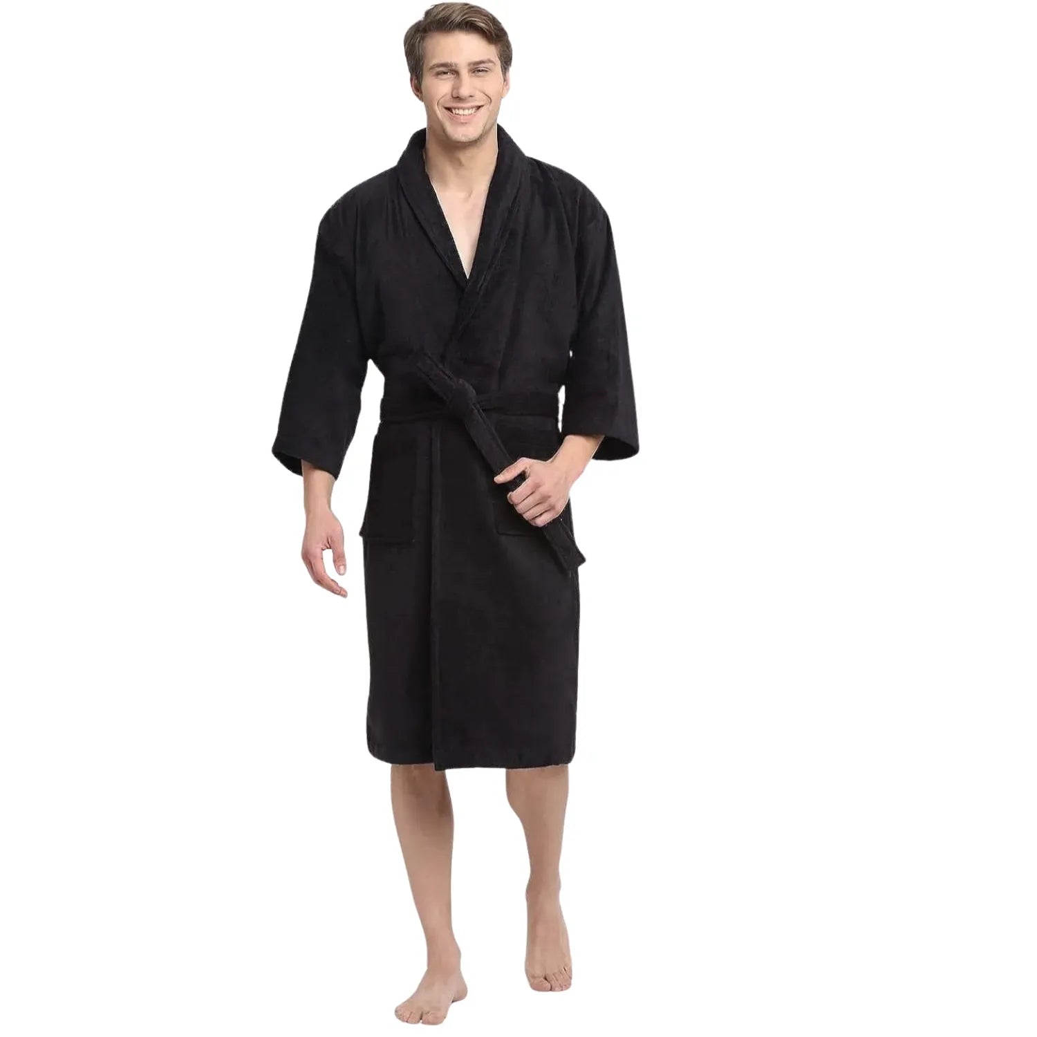 Feel Me Premium Microfiber Bathrobe - Ultra-Soft Quick-Dry Luxury Bath Robe Free Size Up to 4XL