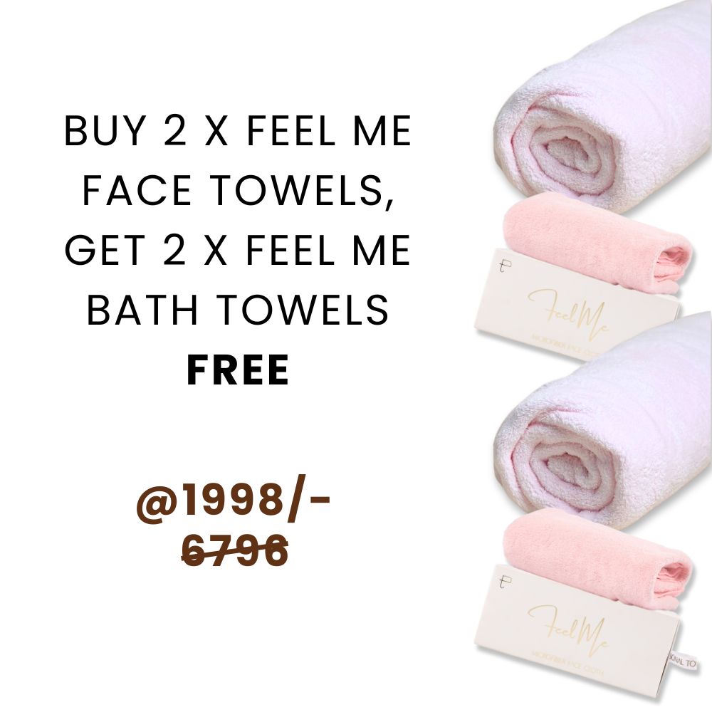 Buy 2 x Feel Me Face Towels, Get 2 x Feel Me Bath Towels Free