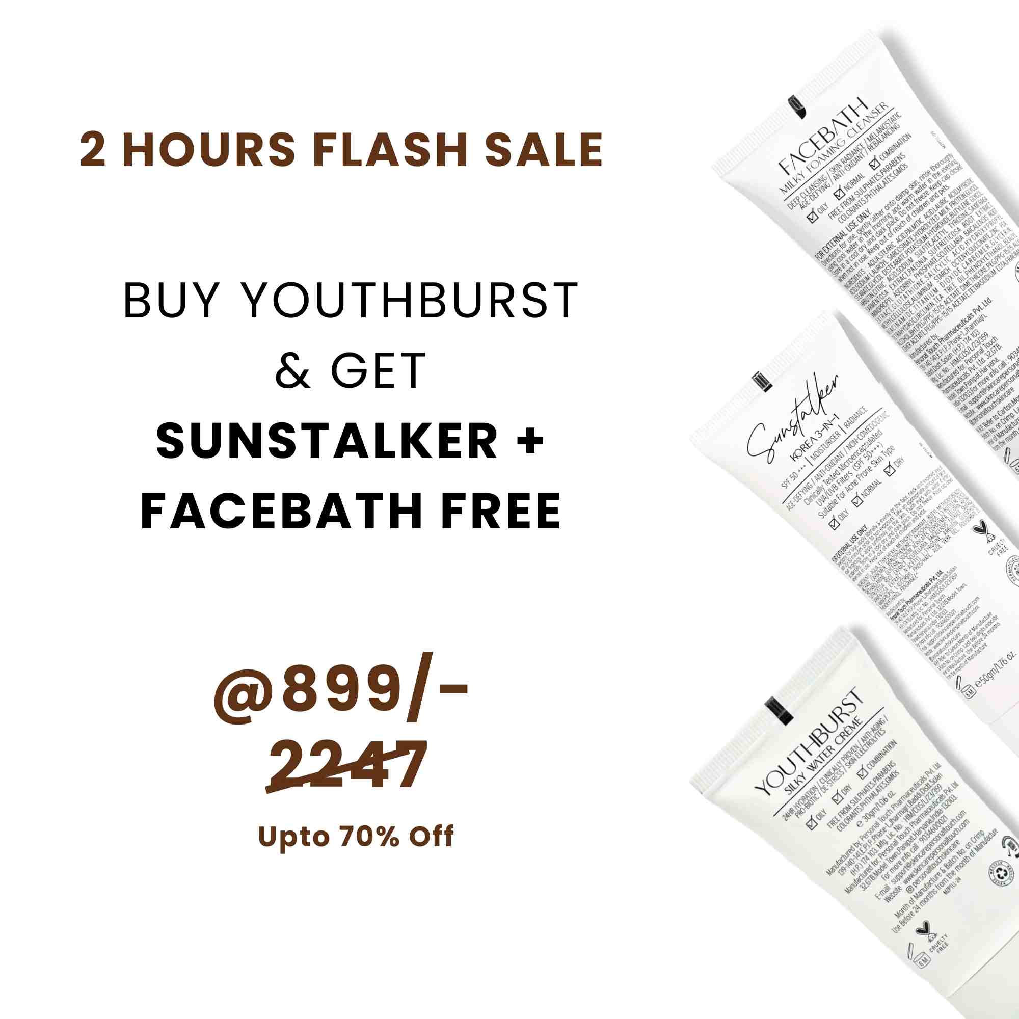 Buy Youthburst 30ml & Get Sunstalker 50g + Facebath 50ml Free