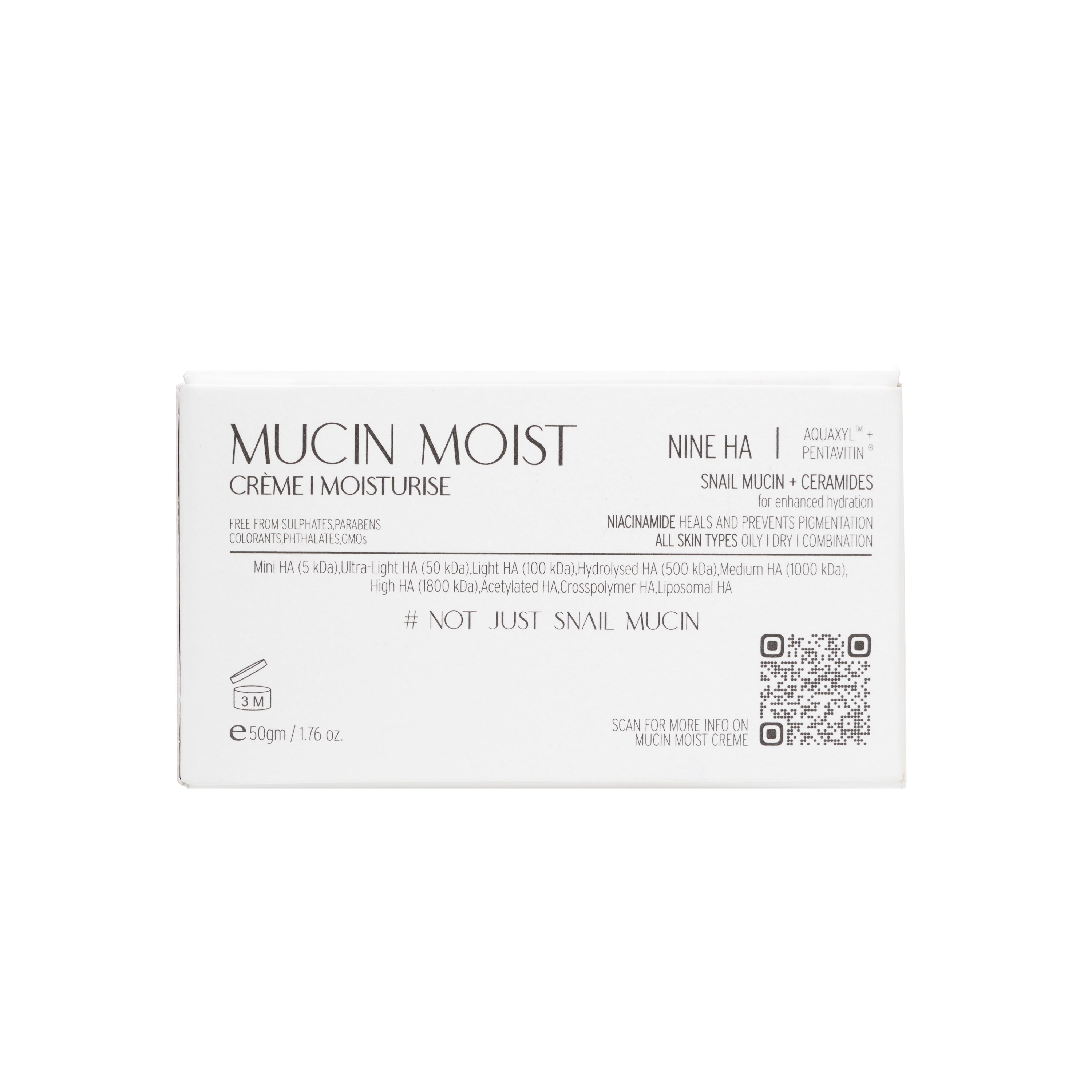 Mucin Creme - All In 1 Snail Mucin Creme Gel | 9 Types Of Hyaluronic Acid | Niacinamide | Ceramides - Normal, Combination & Dry Skin | 50g