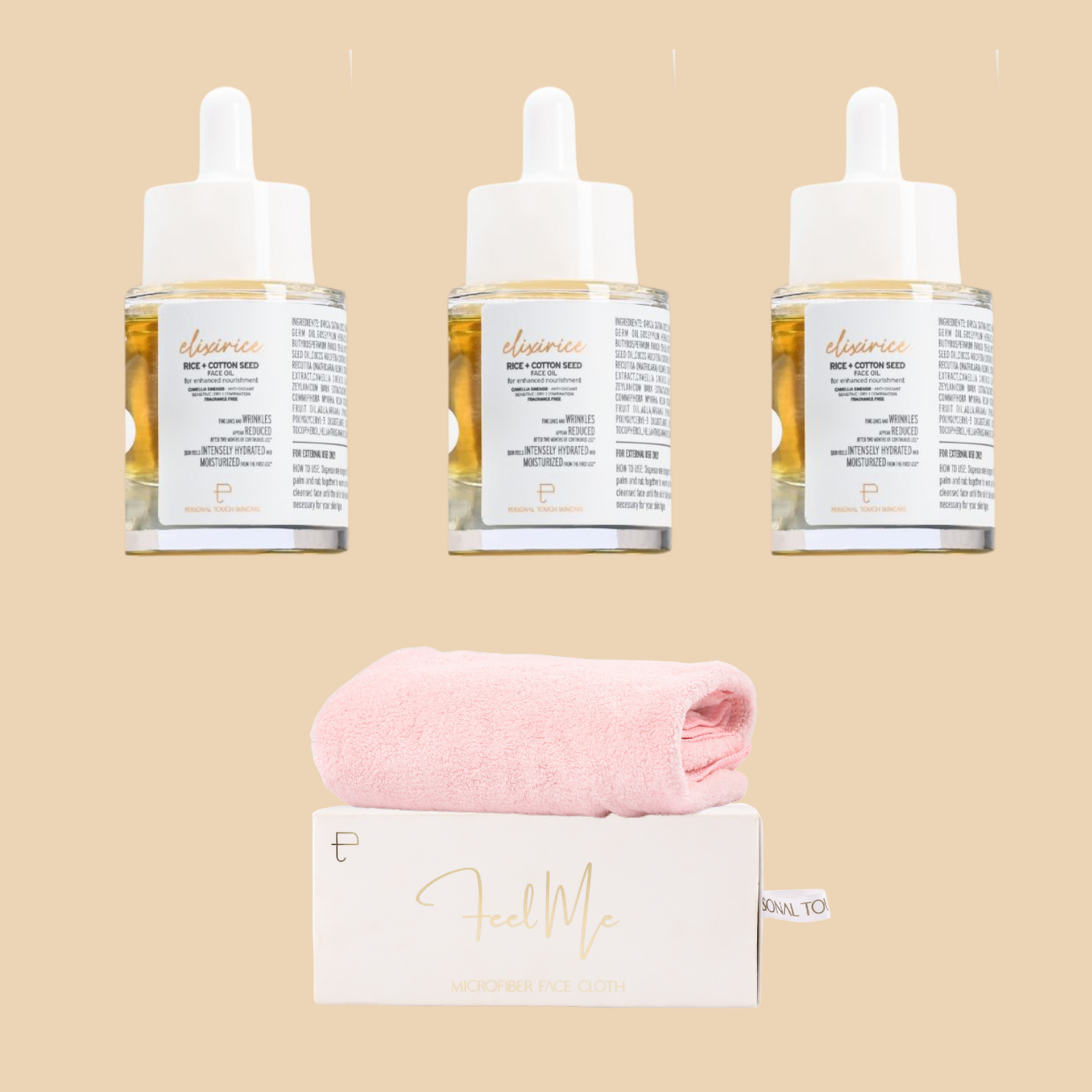 Buy 1 Get 4 (Combo of 3 x Elixirice & 1 x Feel Me Face Towel)