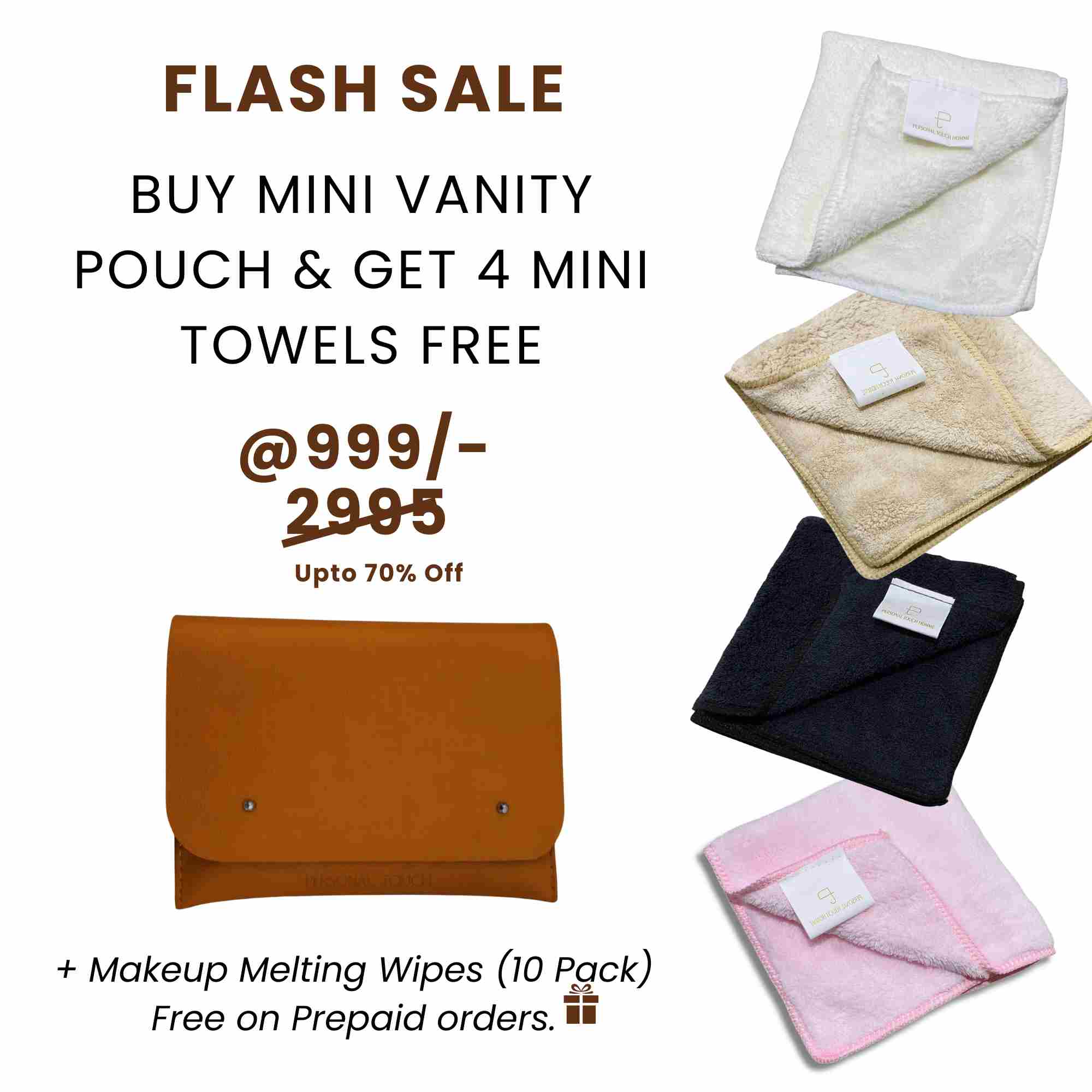 Flash Sale - Buy Mini Vanity Pouch & Get 4 x Mini Towels Free