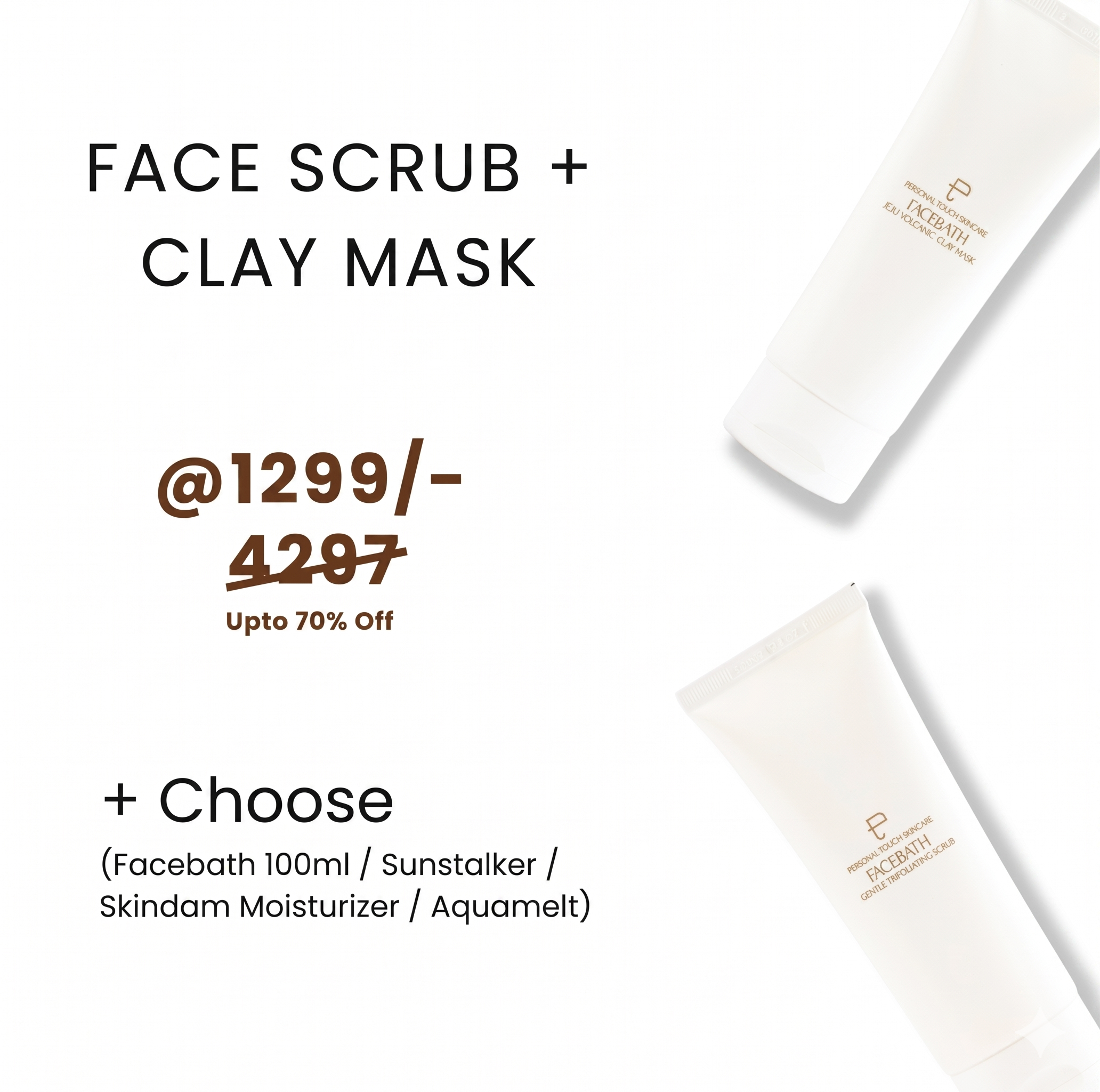 Combo of Facebath Clay Mask & Facebath Face Scrub + Choose Gift 🎁