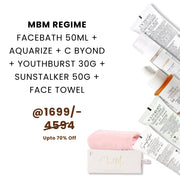 MBM Regime - Facebath 50ml, Aquarize, C Byond, Youthburst 30ml, Sunstalker & Face Towel