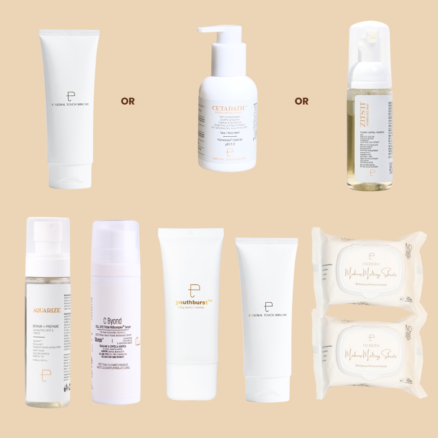 MBM Morning Routine - Facewash, Aquarize Toner, C Byond, Youthburst 30ml, Sunstalker & 2 x Makeup Wipes (10 Pack)