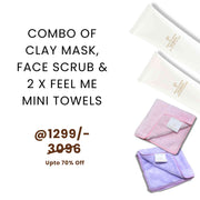 Combo of Clay Mask, Face Scrub & 2 x Feel Me Mini Towels