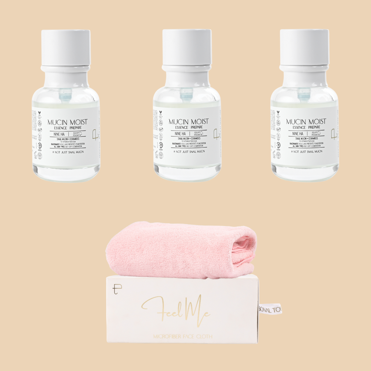Buy 1 Get 4 (Combo of 3 x Mucin Essence & 1 x Feel Me Face Towel)