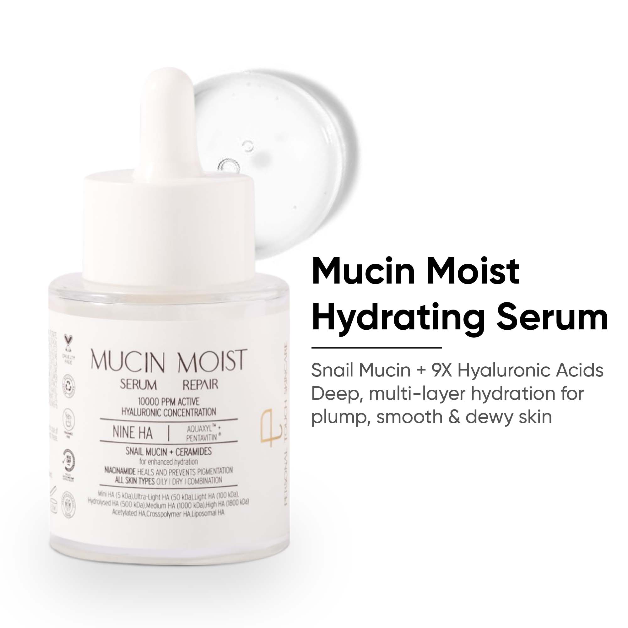 Mucin Hydrating Serum with Snail Mucin, Hyaluronic Acid & Ceramides 30 ml