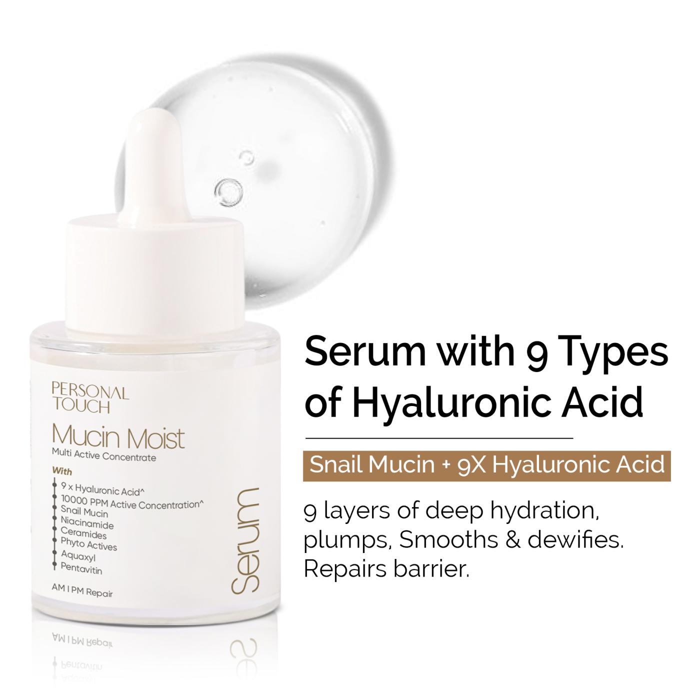 Mucin Moist Serum with 9 Kinds of Hyaluronic Acid, 5% Niacinamide, Snail Mucin & Ceramides