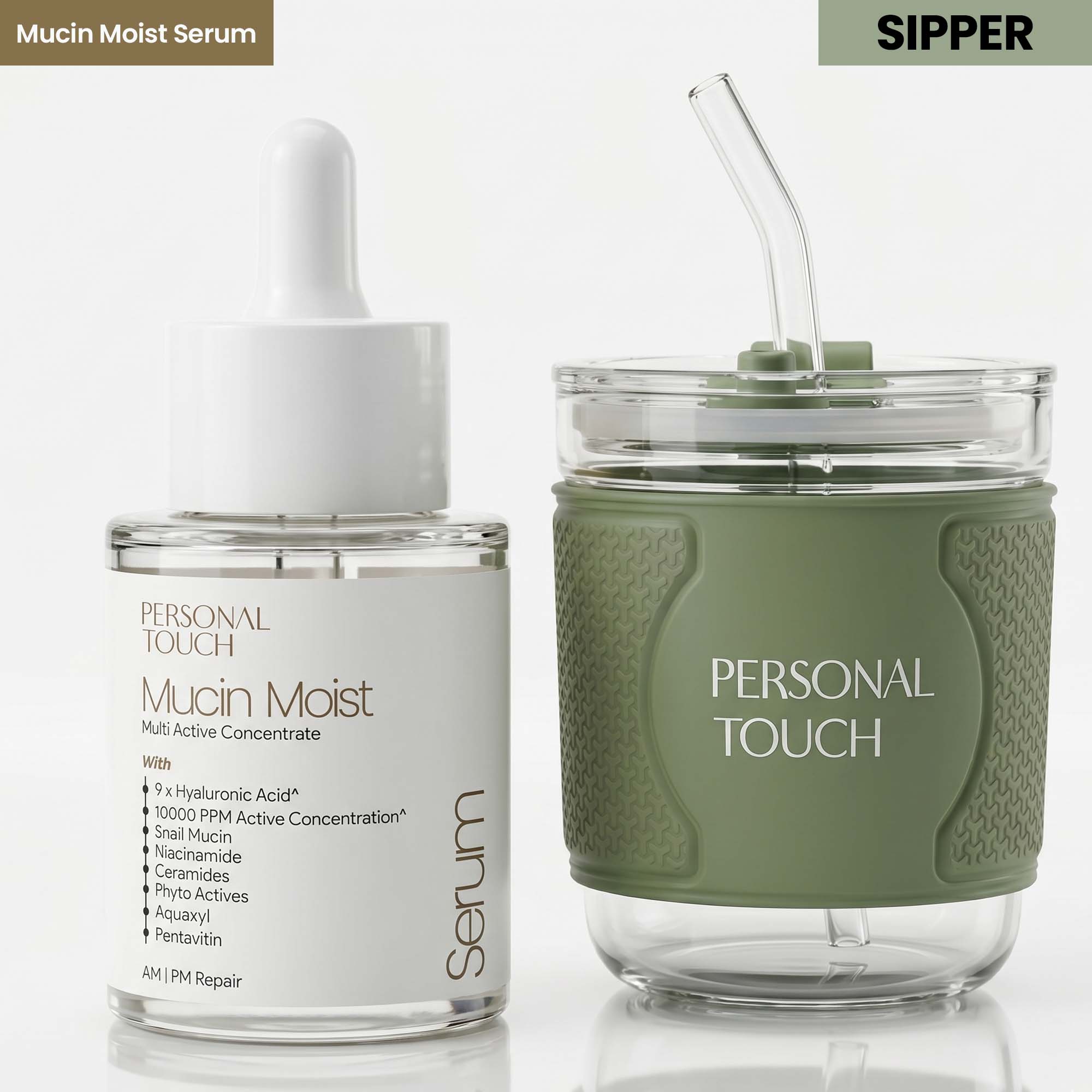 Mucin Moist Serum with 9 Kinds of Hyaluronic Acid, 5% Niacinamide, Snail Mucin & Ceramides