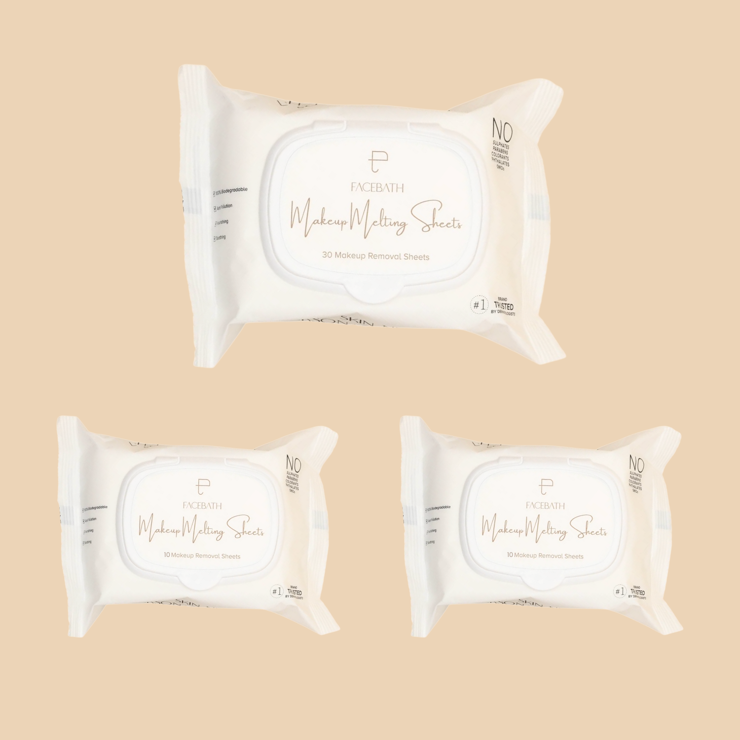 Makeup Melting Wipes 3 In The Price Of 1 (1 x 30 Sheets, 2 x 10 Sheets)