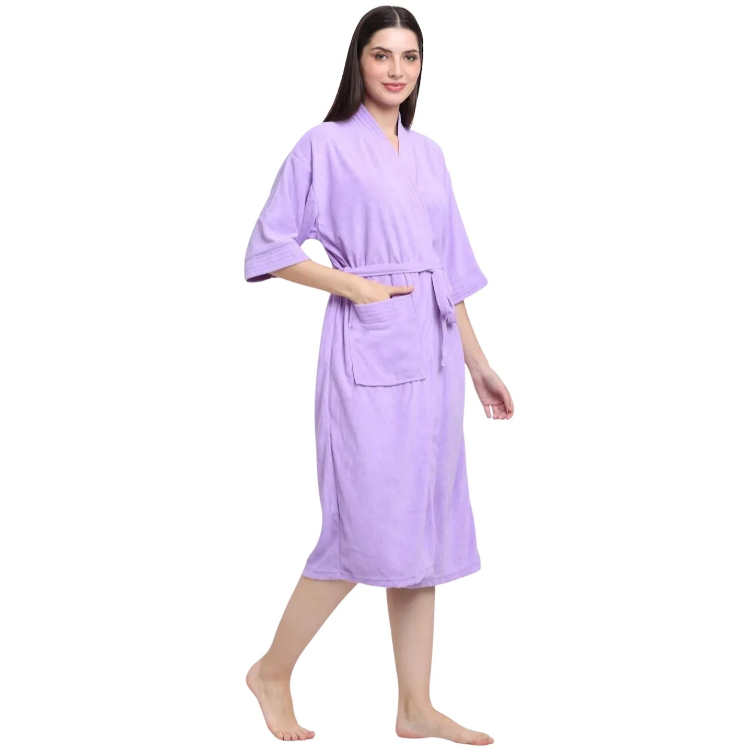 Feel Me Premium Microfiber Bathrobe - Ultra-Soft Quick-Dry Luxury Bath Robe Free Size Up to 4XL