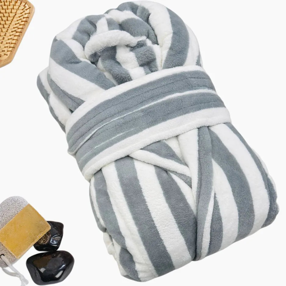 Feel Me Premium Microfiber Bathrobe - Ultra-Soft Quick-Dry Luxury Bath Robe Free Size Up to 4XL