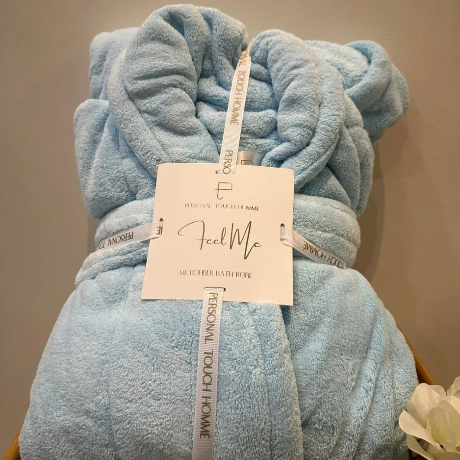 Feel Me Premium Microfiber Bathrobe - Ultra-Soft Quick-Dry Luxury Bath Robe Free Size Up to 4XL