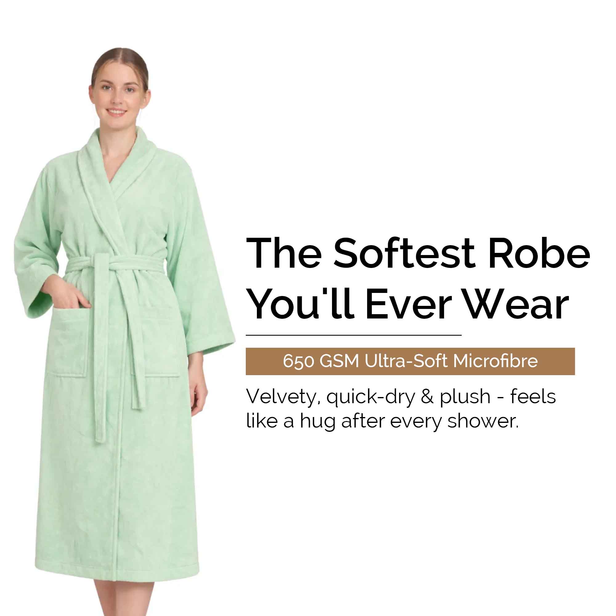 Feel Me Premium Microfiber Bathrobe - Ultra-Soft Quick-Dry Luxury Bath Robe