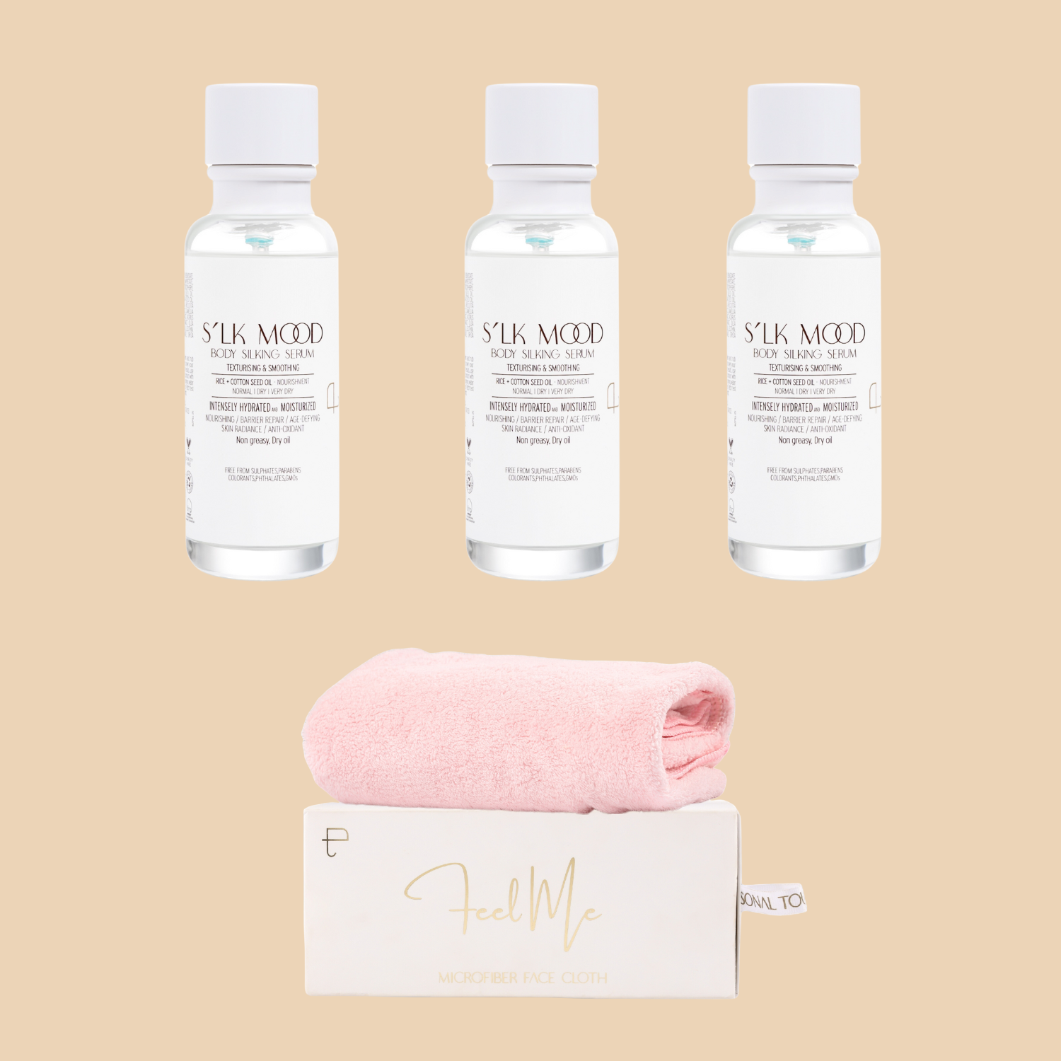 Buy 1 Get 4 (Combo of 3 x Silk Mood & 1 x Feel Me Face Towel)