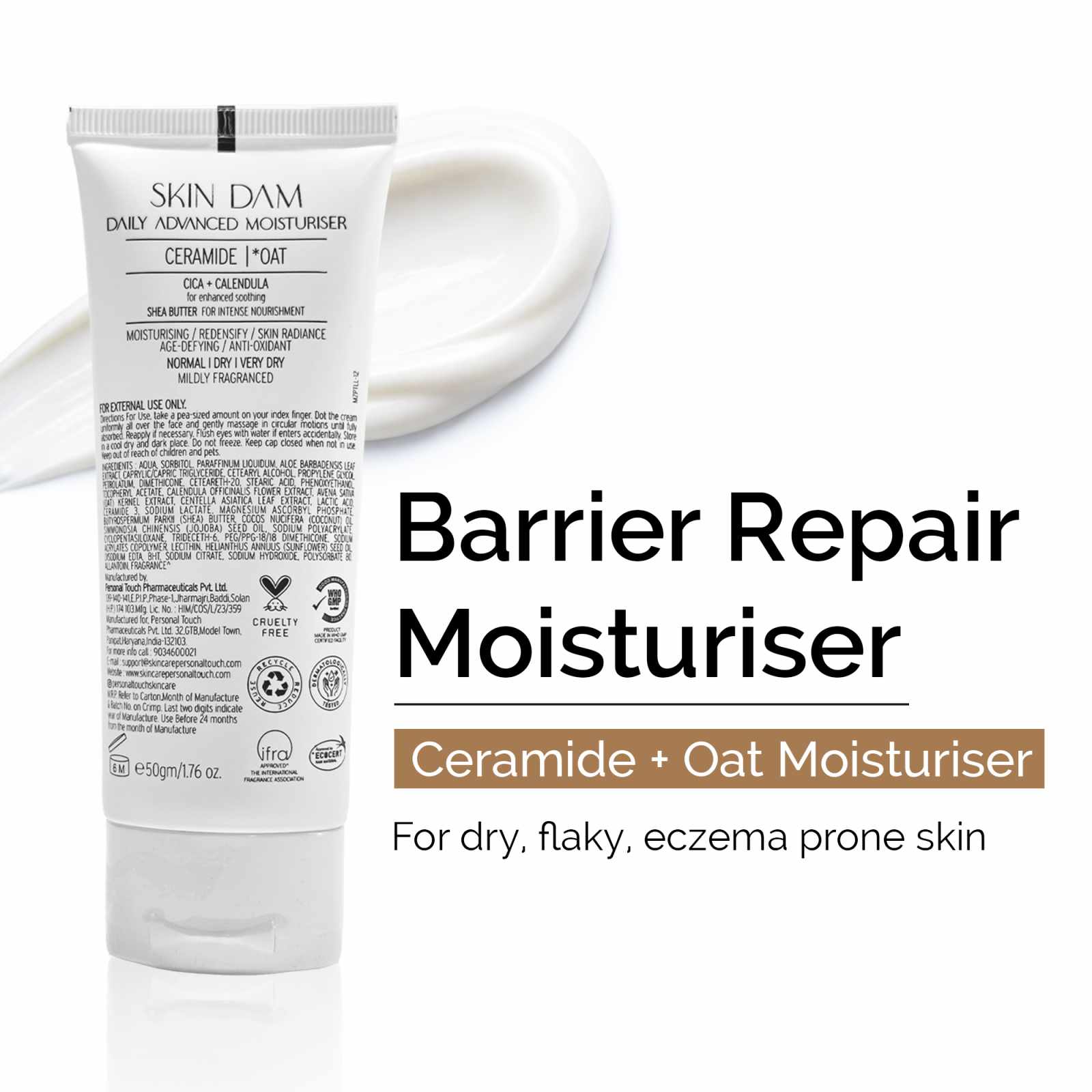 Skindam Barrier-Repair Moisturizer with Ceramides and Oats 50 g