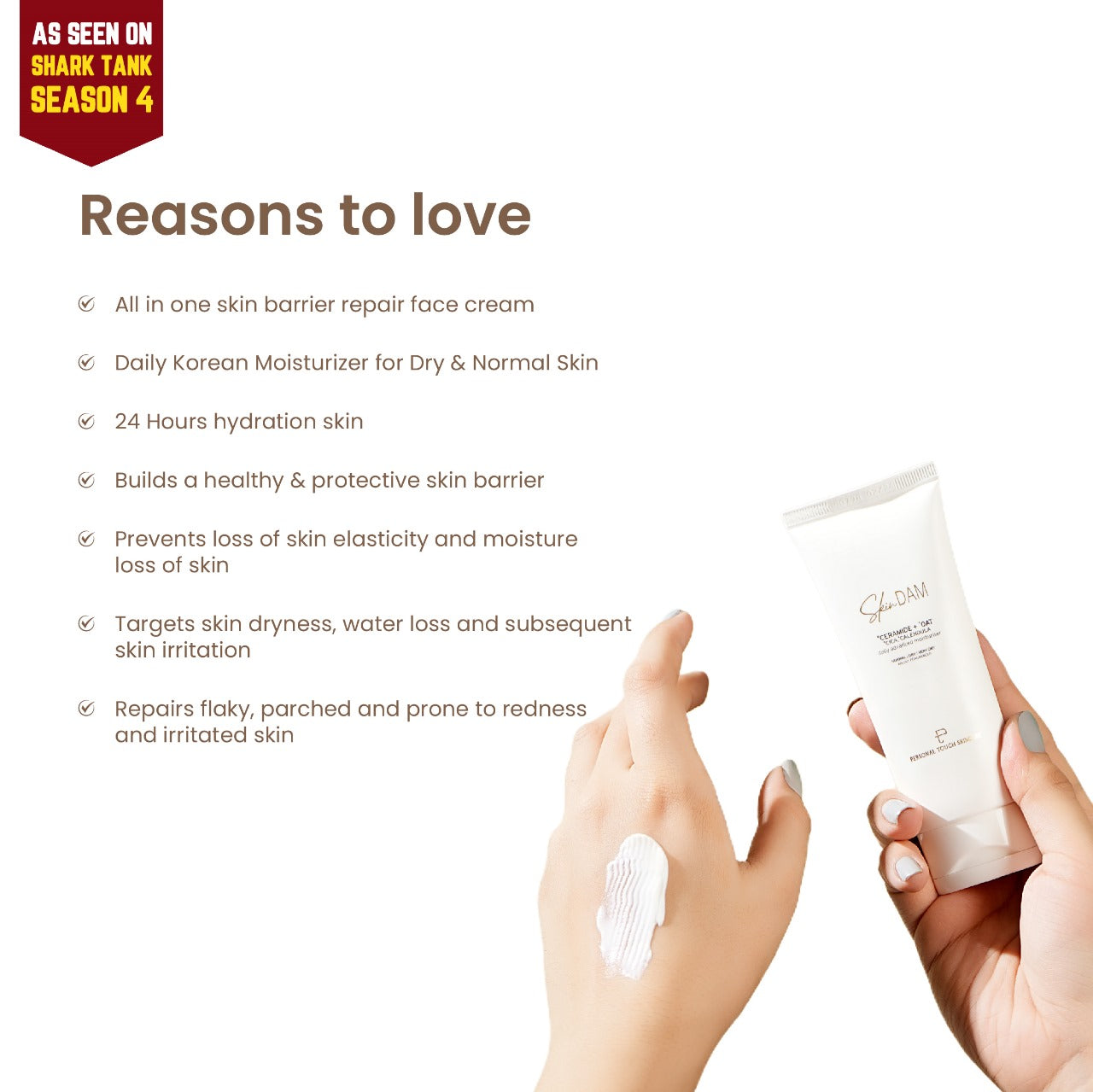 Skindam Korean Moisturizer With Ceramide 3 | Oat Kernell For Extremely Dry & Eczema Prone Skin | 50g