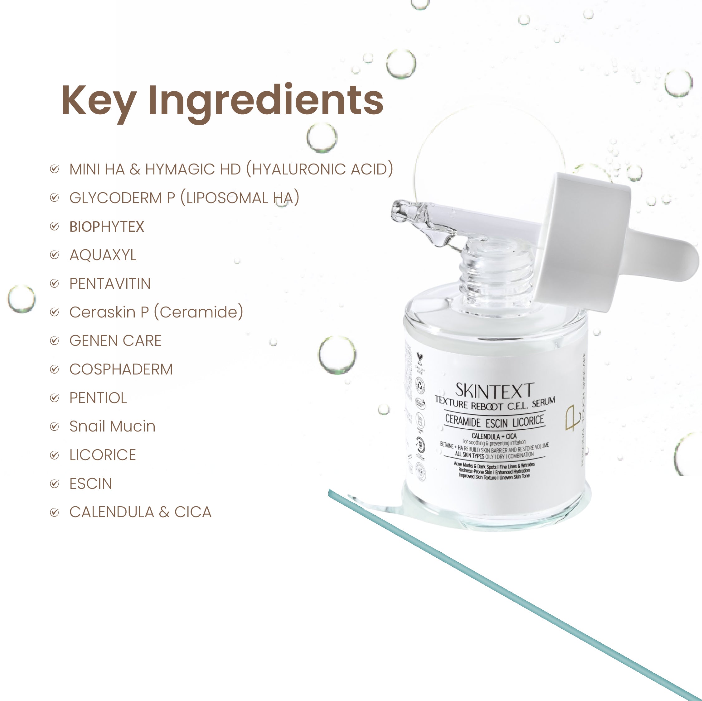 Skintext Texture Reboot C.E.L Serum For Rebuilding Skin Barrier & Restoring Volume - For All Skin Types | 30g