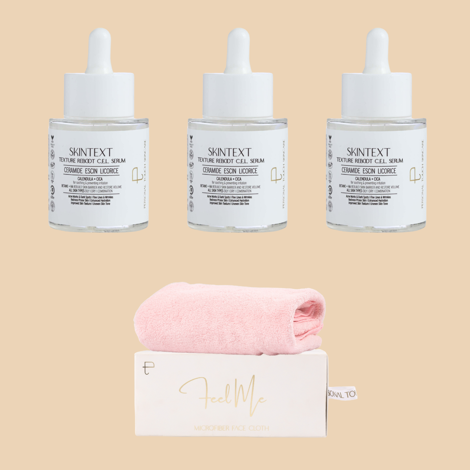 Buy 1 Get 4 (Combo of 3 x Skintext & 1 x Feel Me Face Towel)