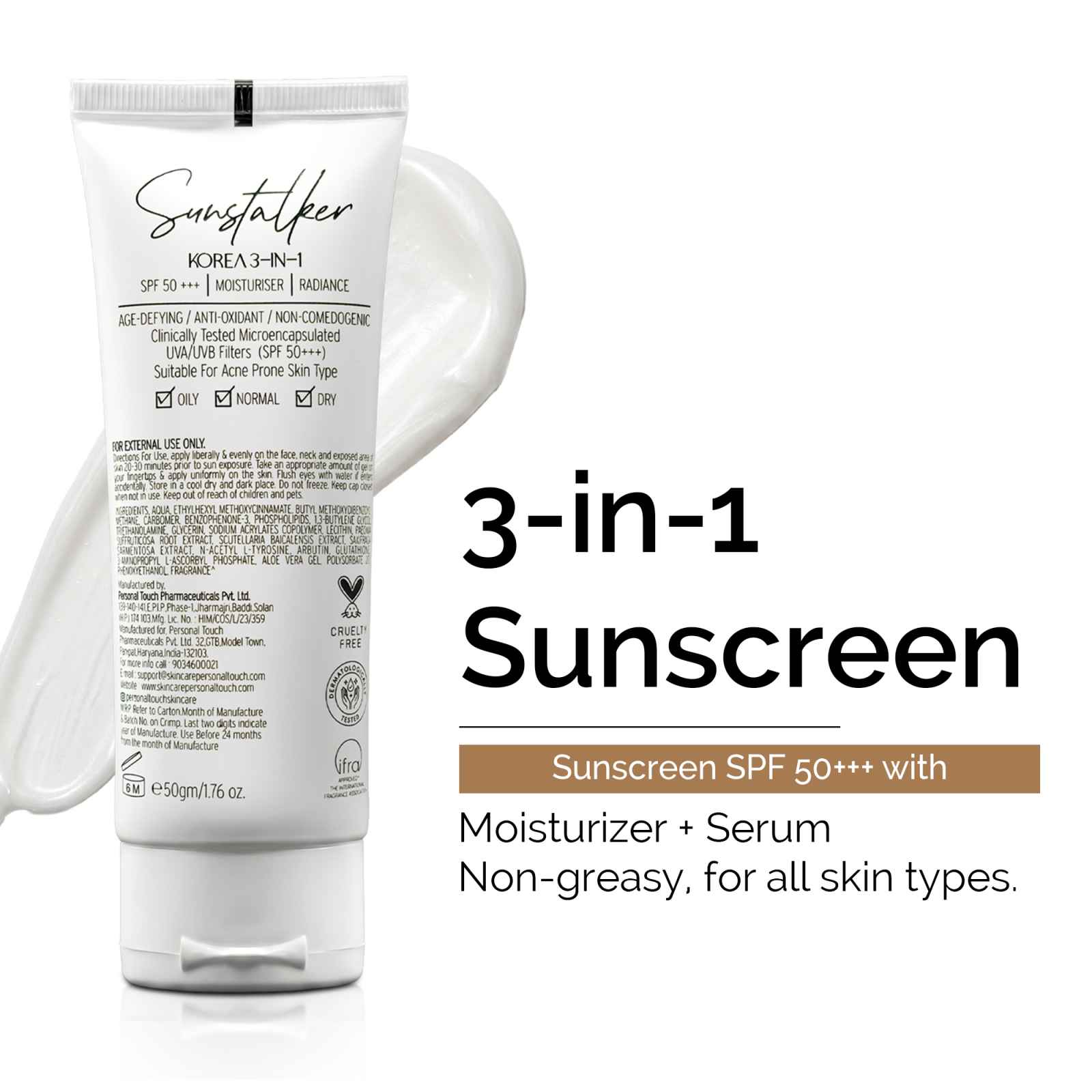 Sunstalker 3-in-1 Sunscreen SPF 50+++ with Moisturizer + Serum