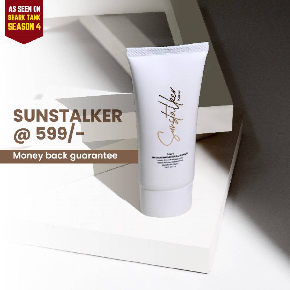 Sunstalker Korea 3-1 Water Based Moisturiser | Serum | Sunscreen SPF50+++ Suncat D For All Skin Types | 50ml
