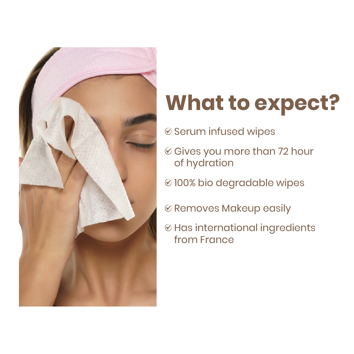 Combo of Skintext Serum & 2 x Makeup Wipes (30 Sheets Pack)