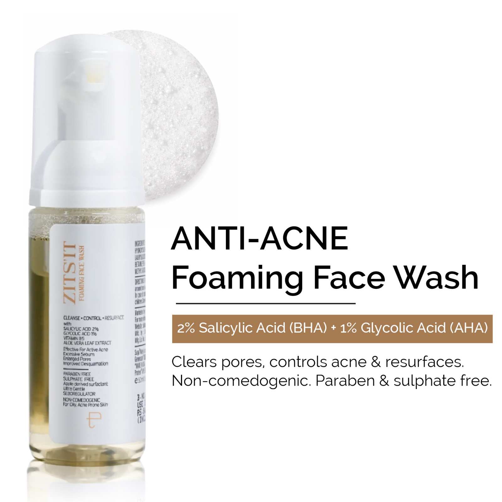 Zitsit Foaming Acne Face Wash with Glycolic & Salicylic Acid 50 ml